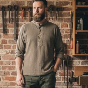 Rare Vintage Swedish Military M59 Undershirt Gorpcore Workwear Henley Thermal L